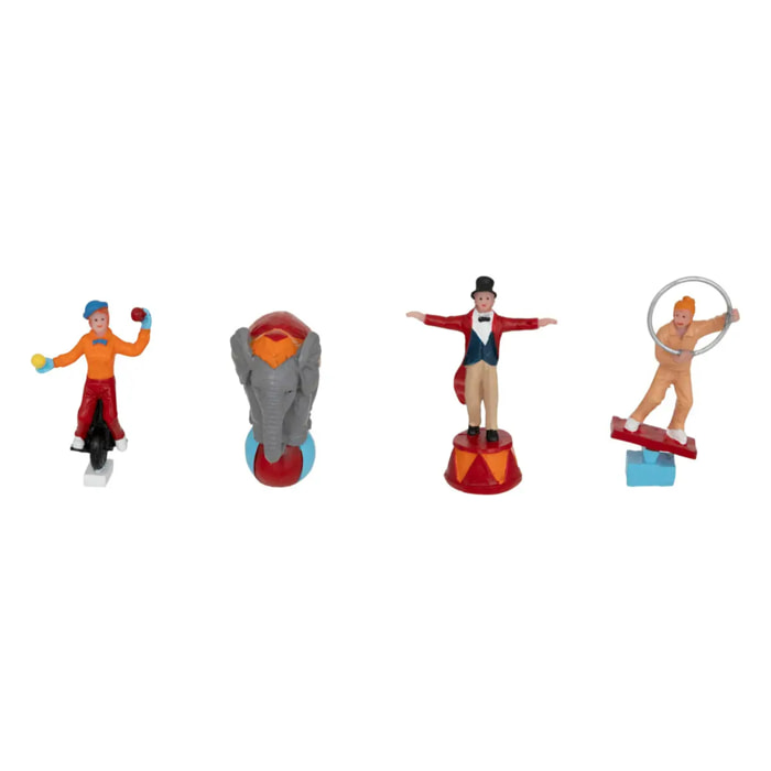 Lot de 4 santons pour village cirque H.6,6cm