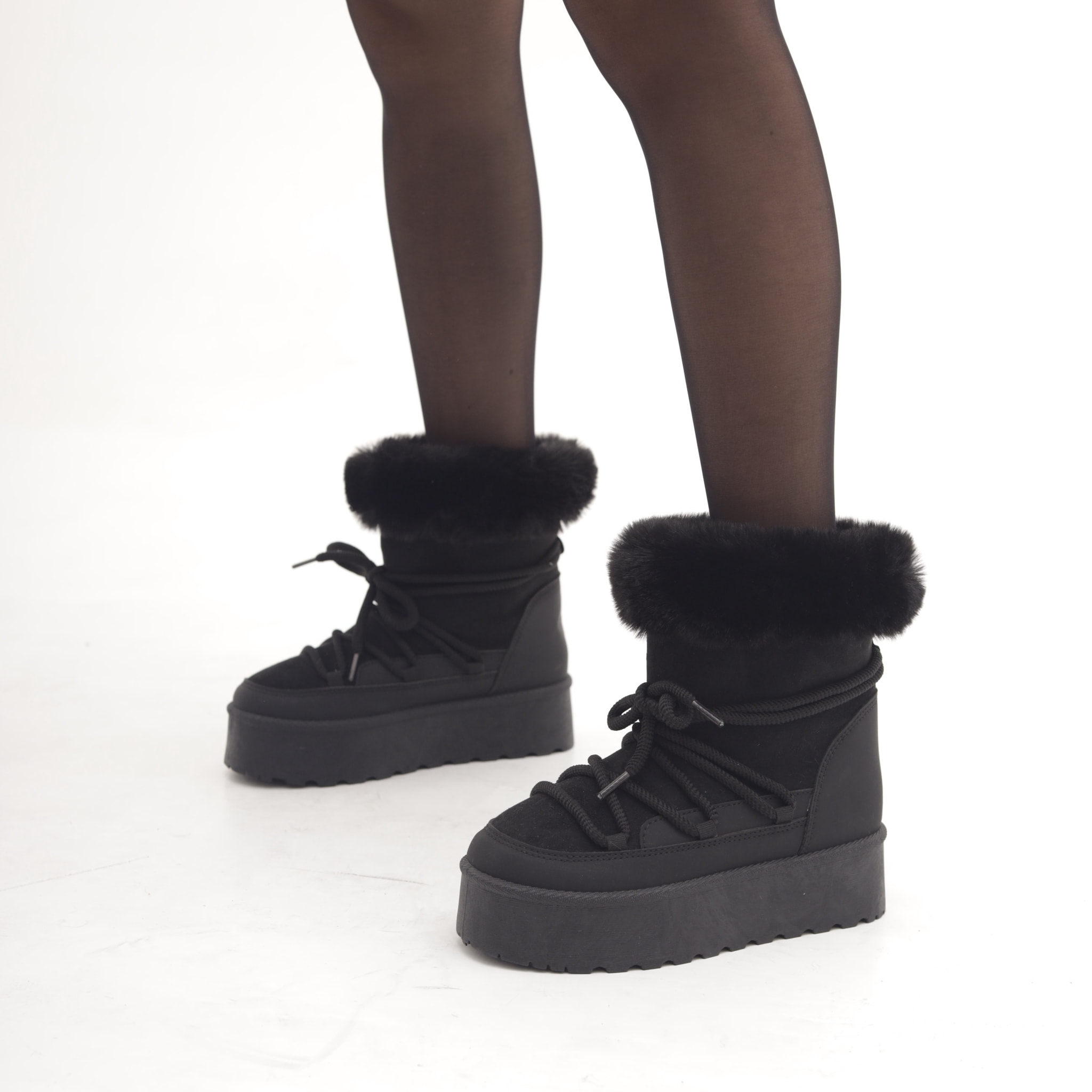 STIVALETTO MAMMUT LACCI NERO