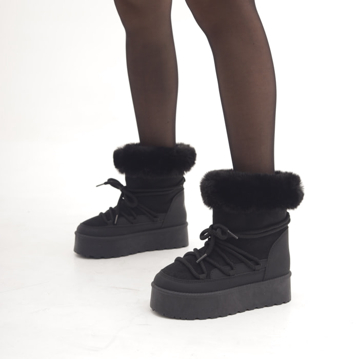 STIVALETTO MAMMUT LACCI NERO