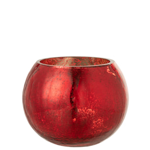 J-Line photophore Boule Craquele - verre - effet nacre - rouge - medium - 2 pcs
