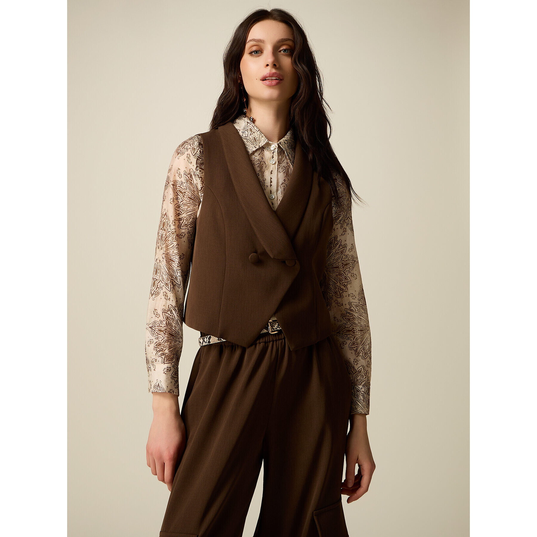 Oltre - Gilet corto sartoriale - Marrone