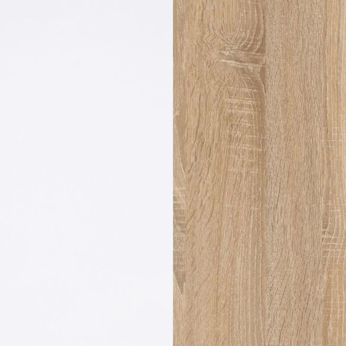 Mesa de escritorio extensible Zira Blanco Artik (Blanco Mate) - Roble Canadian