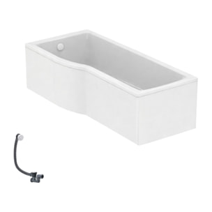 Baignoire bain douche 170 x 80 cm gauche Connect Air + tablier + vidage Blanc