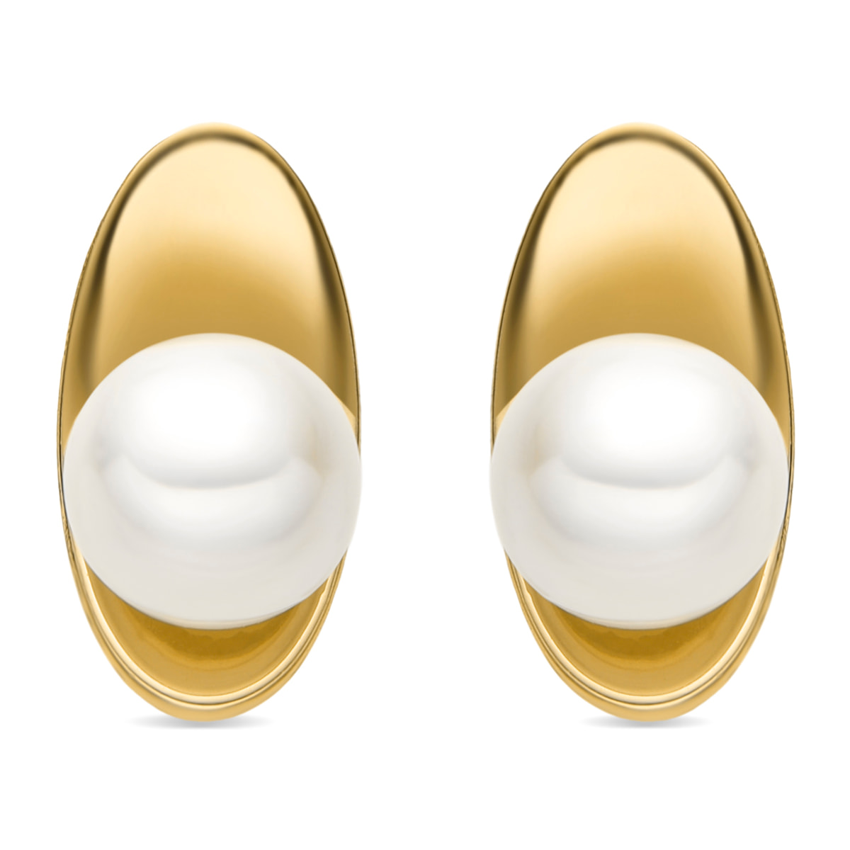 Pendientes con Perla Blanca acabado oro 18k