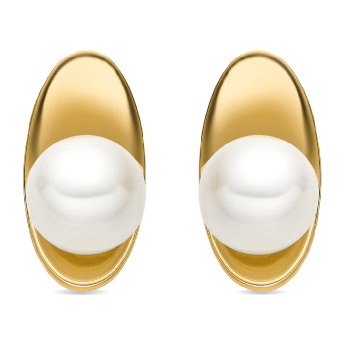 Pendientes con Perla Blanca acabado oro 18k