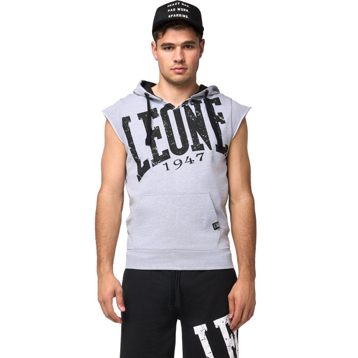 Felpa da uomo con cappuccio senza maniche non felpata Leone Boxing Legend