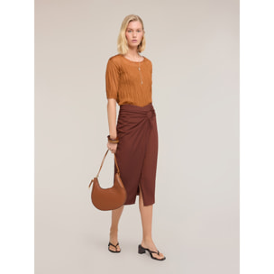 Motivi - Gonna tubino con drappeggio - Marrone