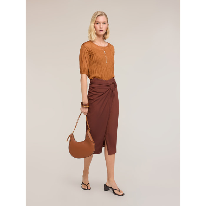 Motivi - Gonna tubino con drappeggio - Marrone