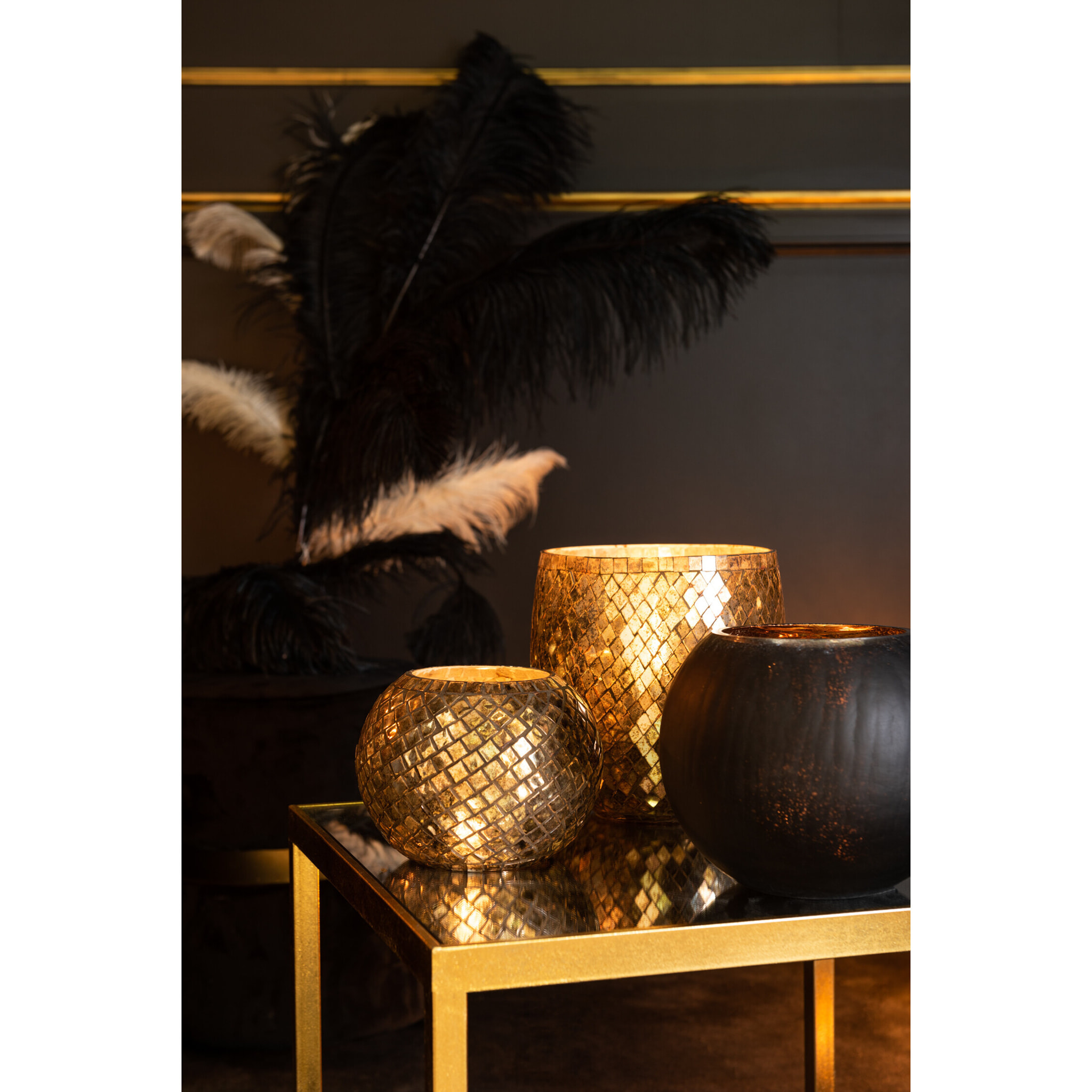 J-Line Plume D'autruche 5 Parties Creme Large