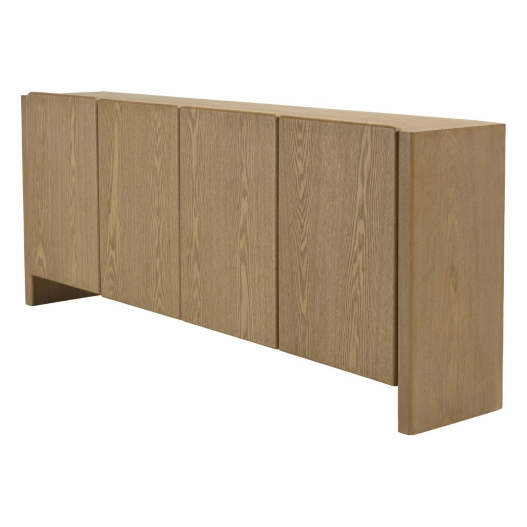 ELLA - Buffet L190 couleur naturelle 4 portes design arrondi