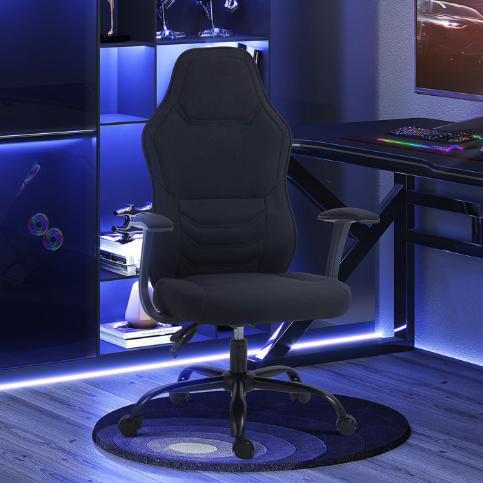 Fauteuil gamer ergonomique - chaise de bureau gaming - réglable - dossier inclinable - tissu noir