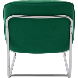 Fauteuil en velours côtelé et piètement chromé - MARVIN