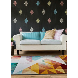 PANDORA Alfombra geométrica de pelo corto multicolor, 160x230 cm.