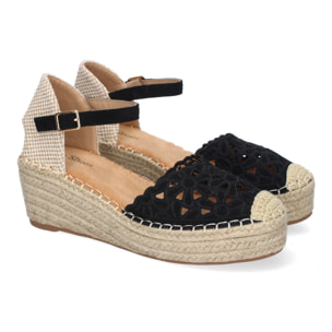 Sandalia de Cuña de Yute para Mujer, Comodas y Elegantes, Diseño Floral Bordado