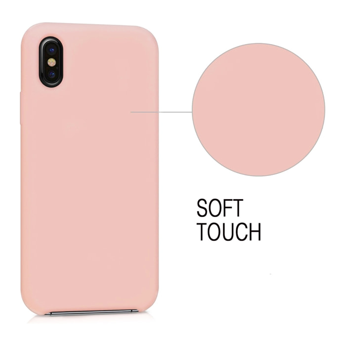 Coque iPhone X/XS Silicone Liquide toucher doux, Anti Chocs Rose Pâle