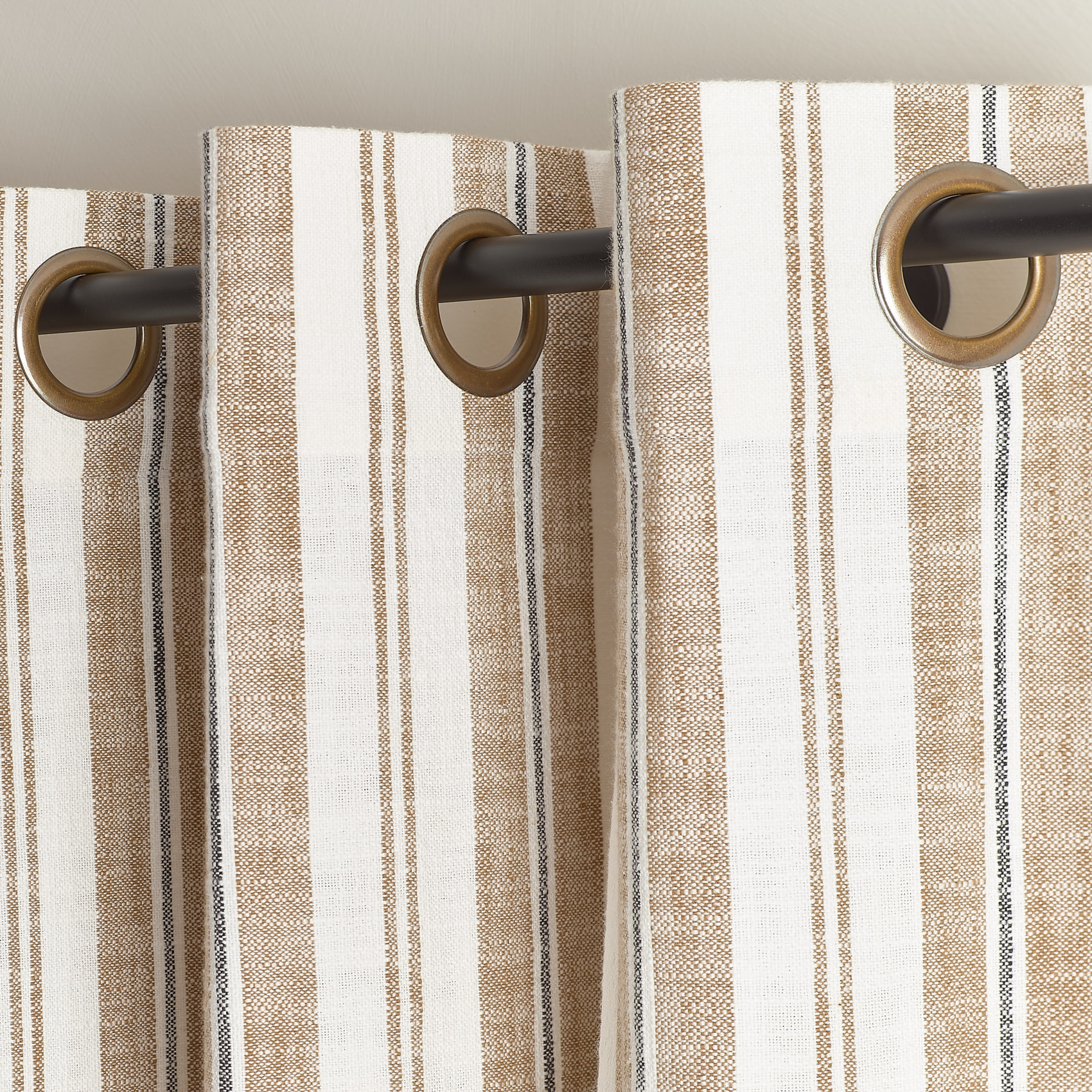 Rideau 100% coton rayures tapissier LOURMARIN - Jaune Ocre