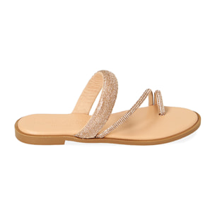 Ciabatte nude infradito con strass