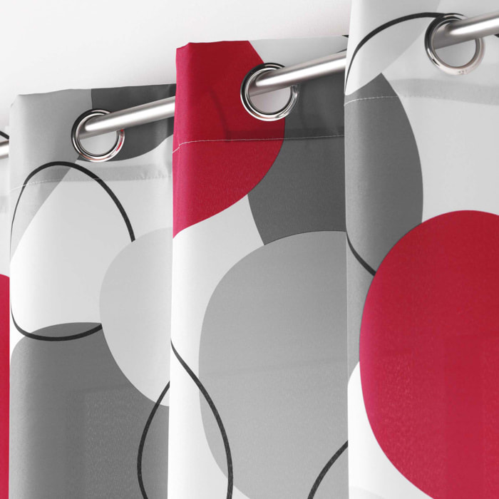 Rideau à formes géométriques - Rouge