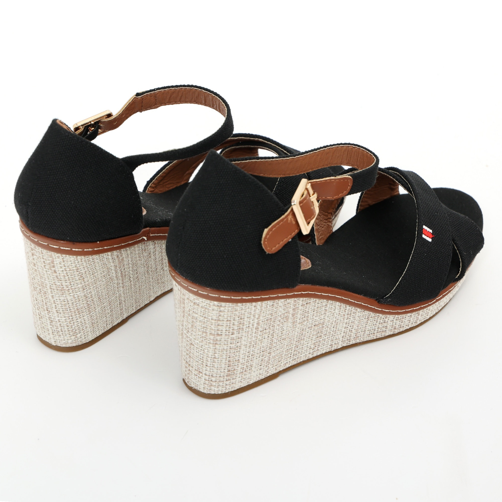 Sandali in tessuto con zeppa