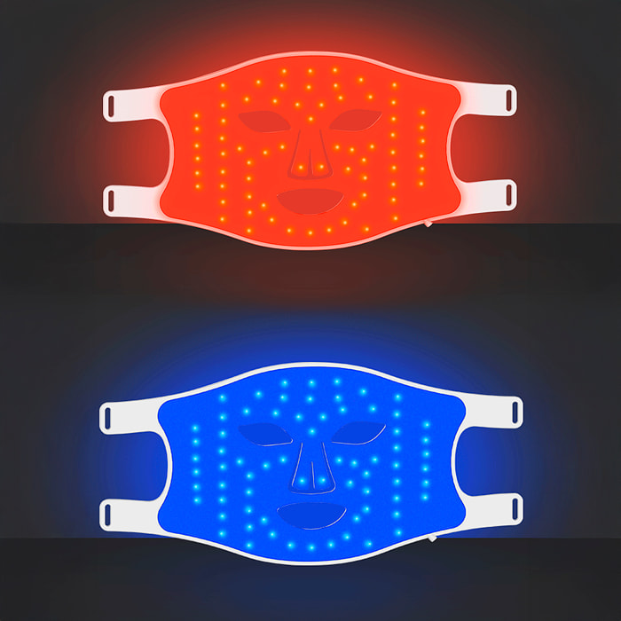 Máscara facial de tratamiento de luz LED con 4 modos e infrarojos.