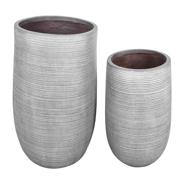 Set Di 2 Vaso Stripe Alto. Misure 39,5X64 Cm - Pezzi 1 - 39,5X64X39,5cm - Colore: Marrone - Bianchi Dino - Decori Casa E Complementi