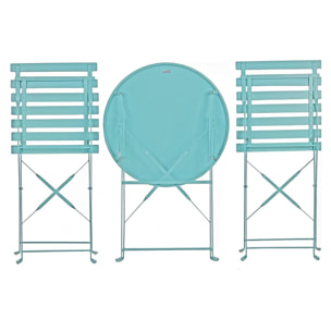 Set tavolino e sedie da giardino in acciaio pieghevoli Dalia blu
