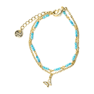 Pulsera con Cristal Azul acabado oro 18k