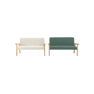 Banquette canapé enfant en bois et velours côtelé kaki. Isak. L 84 x P 43.5 x H 50cm