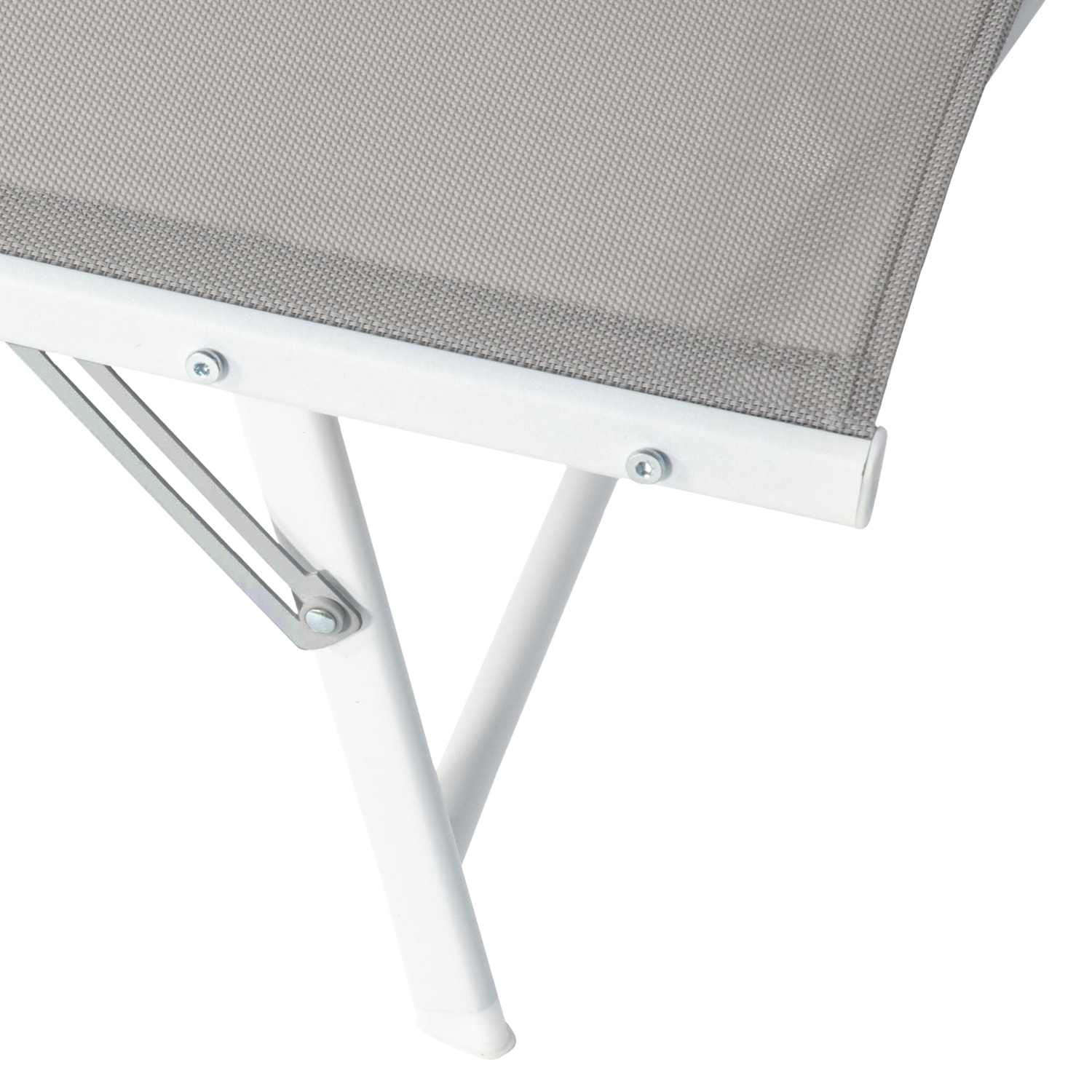 Lot de 2 bains de soleil pliants SICILIA en textilène gris - structure blanche
