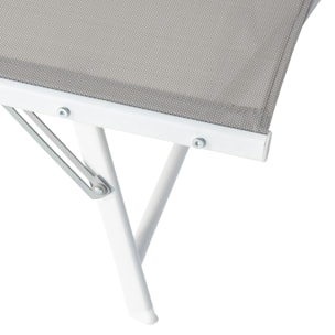 Lot de 2 bains de soleil pliants SICILIA en textilène gris - structure blanche