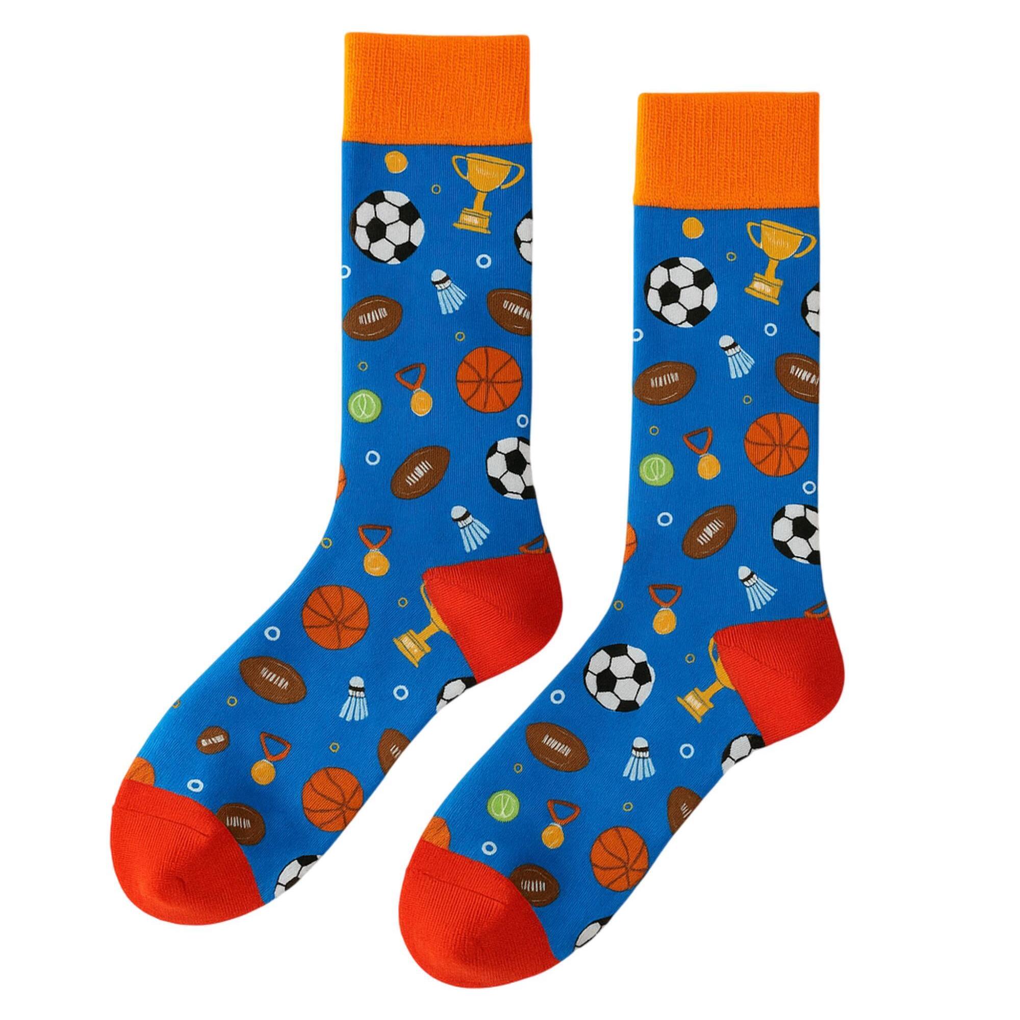 Calcetines Altos Divertidos Unisex con Dibujos de Varios deportes, Talla única 27-35