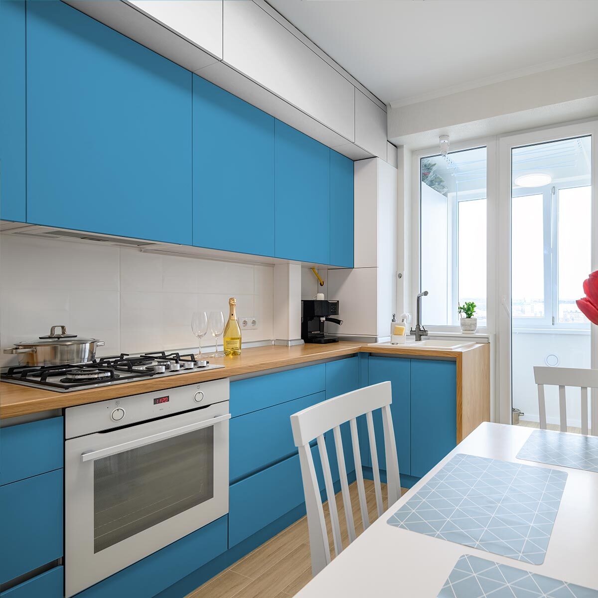 Rouleau adhésif décoratif Vinyle au Mètre - Bleu glace - Sticker Lavable Imperméable Mur Cuisine Meubles