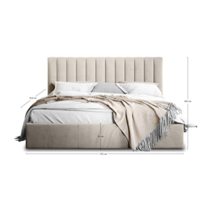 Rosario - lit coffre - 180x200 - sommier inclus - en velours - Beige