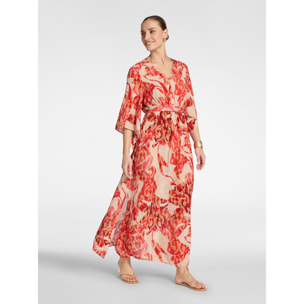 Elena Mirò - Vestido largo estampado - Rojo