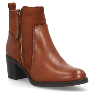 Botines mujer combinados con distintas texturas y cremallera lateral