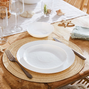 6 assiettes à dessert blanches 19cm Ammonite - Luminarc - Verre opale extra résistant