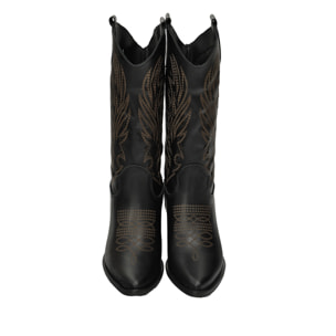 Stivaletti texani in vera pelle di vitello laserata con tacco comodo