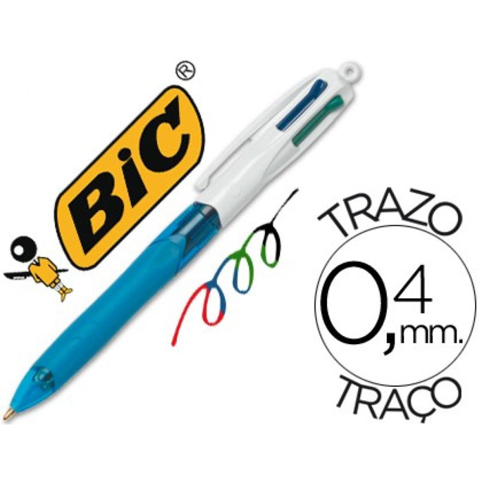 Boligrafo bic cuatro colores con grip de caucho ergonomico punta media 1 mm (Pack de 12 uds.)