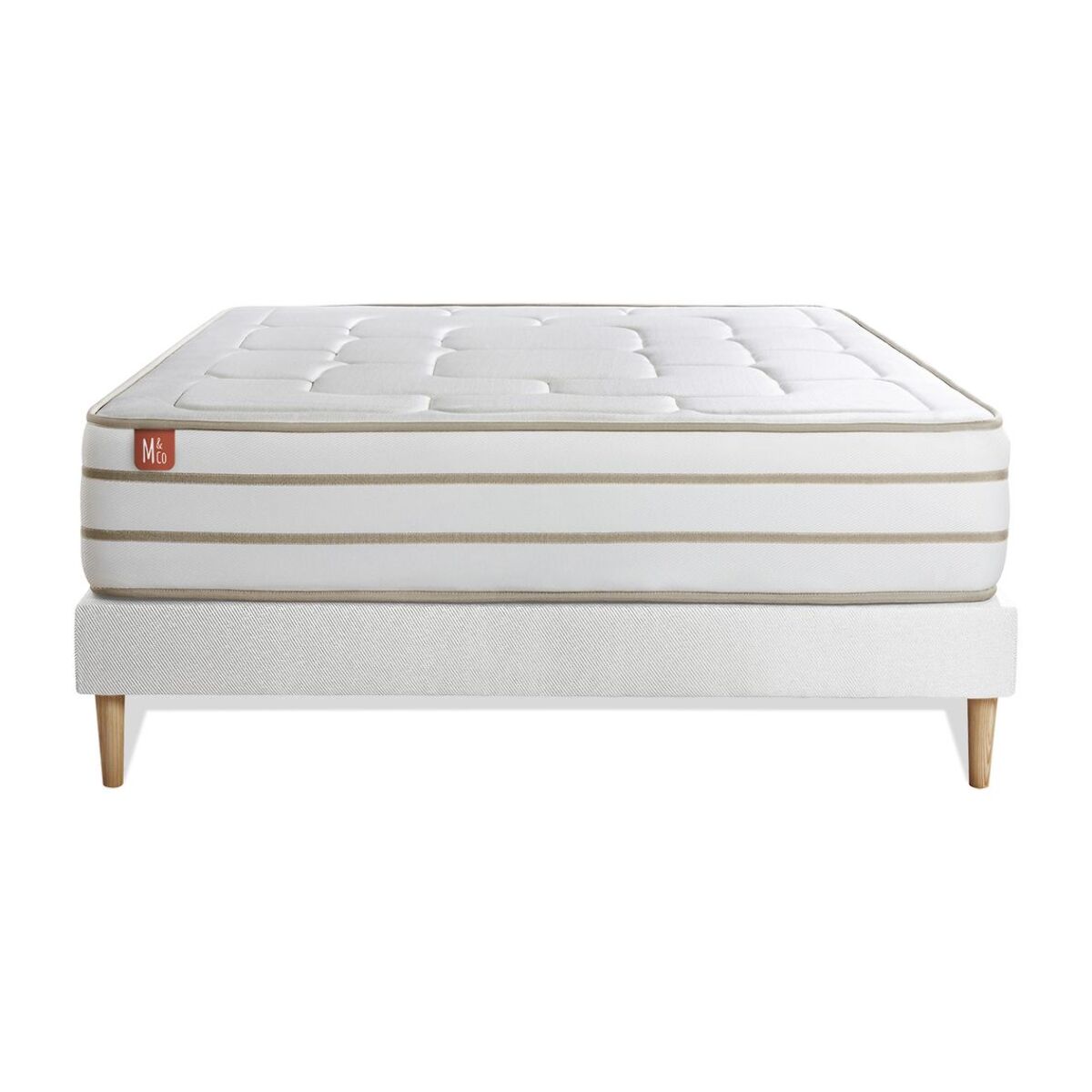 Ensemble Matelas Le Douillet - 26cm - Mémoire de forme - Matériaux éco-responsable - Sommier kit Blanc