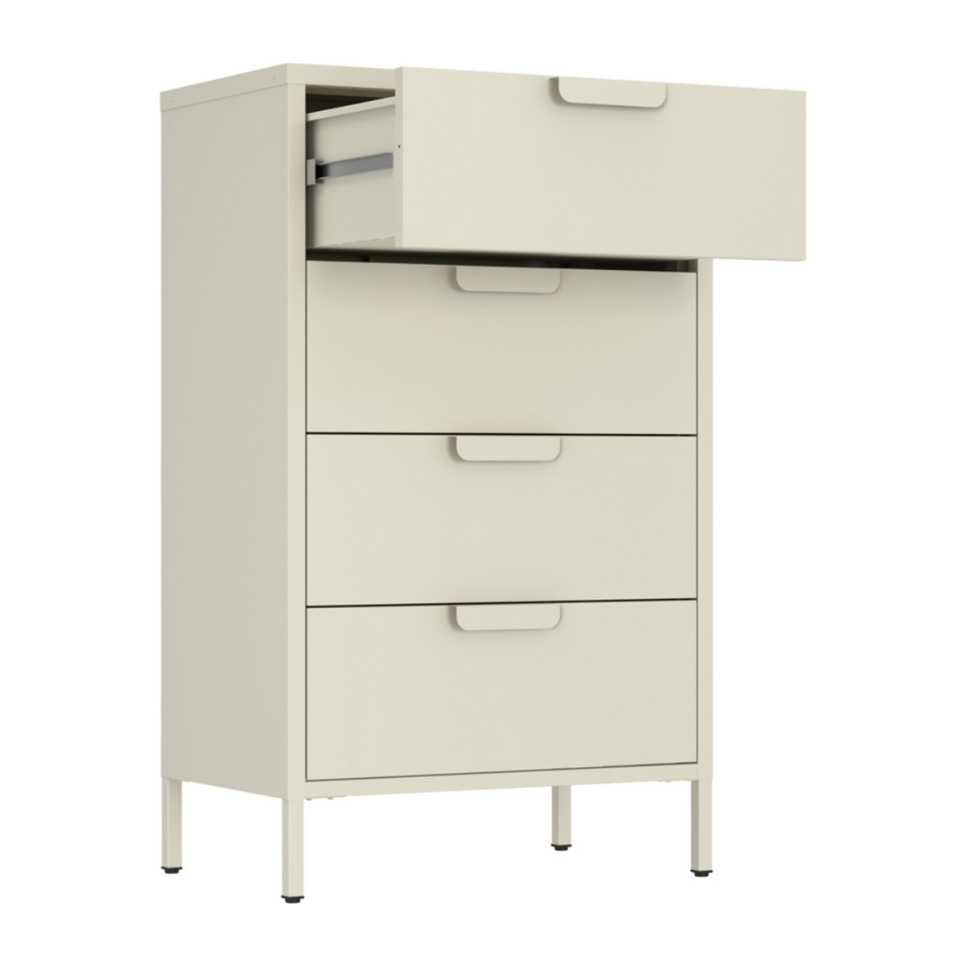 Cassettiera ufficio in metallo 4 cassetti 60x38x101 cm avorio - Pop