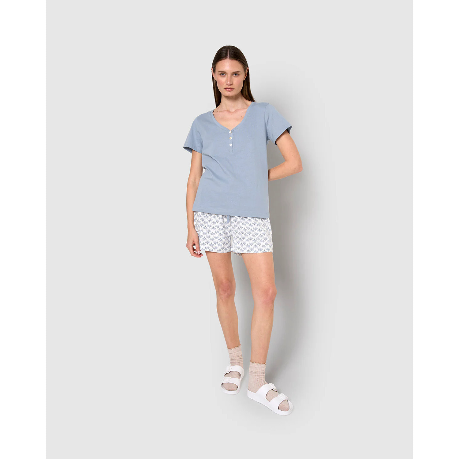Pijama corto algodón arubi azul