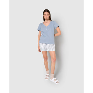 Pijama corto algodón arubi azul