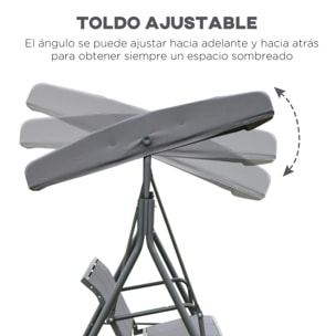 Columpio Balancín Jardín de 3 Plazas con Techo Parasol Ajustable Respaldo Transpirable y Marco de Acero para Terraza Balcón Exterior 175x118x159 cm Gris