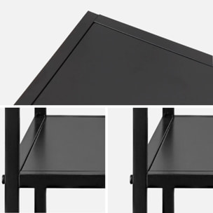 Lot de 2 Tables de chevet en métal noir. 1 étagère. INDUSTRIELLE L 43 x l 40 x H 52cm