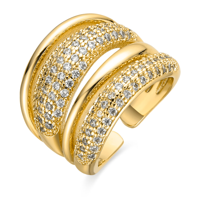 Anillo con Circonita Brillante acabado oro 18k