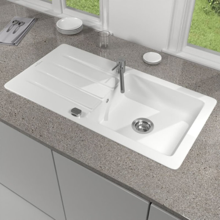 Evier 1 bac 100 x 51 cm Architectura 60 Blanc vidage automatique inclus