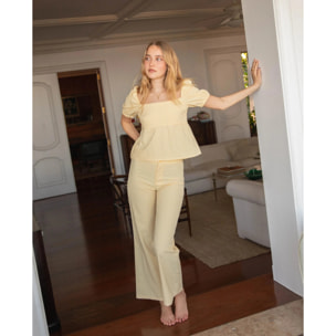 Pantalón de campana con cuadros vichy de mujer