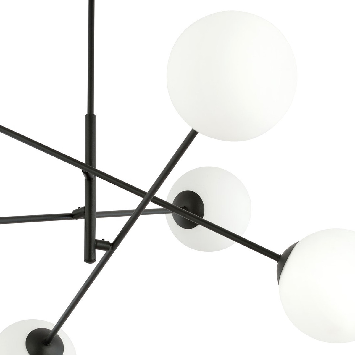 Lampada a sospensione Linear in acciaio nero opaco e vetro opalino