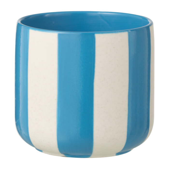 J-Line Cache-pot Ligné - céramique - bleu/blanc - medium