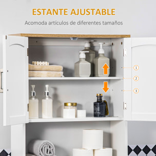 Mueble sobre Inodoro con 2 Puertas Balda Ajustable Estante para Baño 64x22x165cm